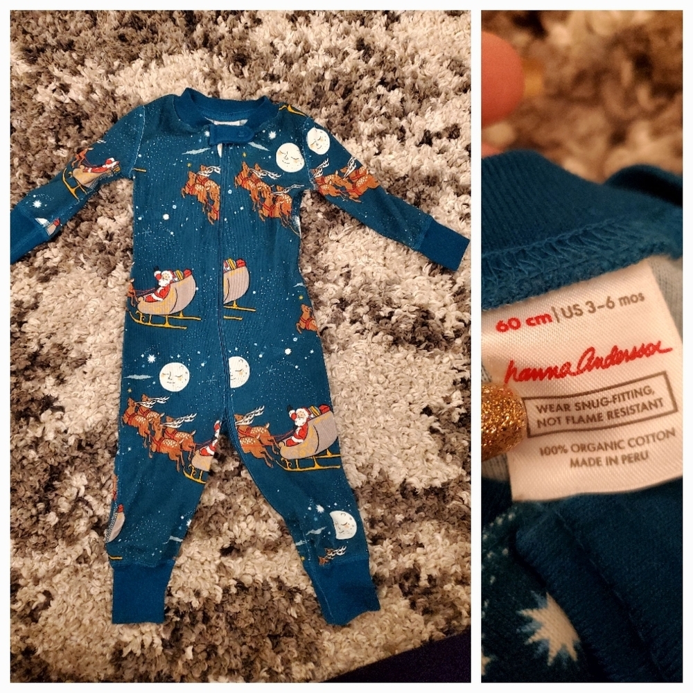 NWOT Hanna Andersson Christmas Onesie Sleeper Outfit 3-6m
